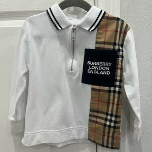 BURBERRY Boys White Long Sleeve Polo 3Y